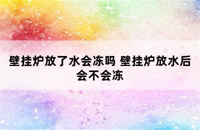 壁挂炉放了水会冻吗 壁挂炉放水后会不会冻